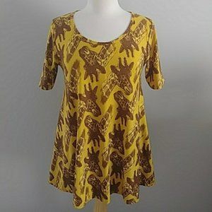 LuLaRoe Yellow Giraffe print Flared Tunic